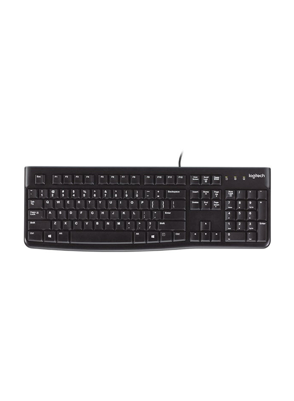 Logitech K120 Wired English USB Standard Computer Keyboard, Black