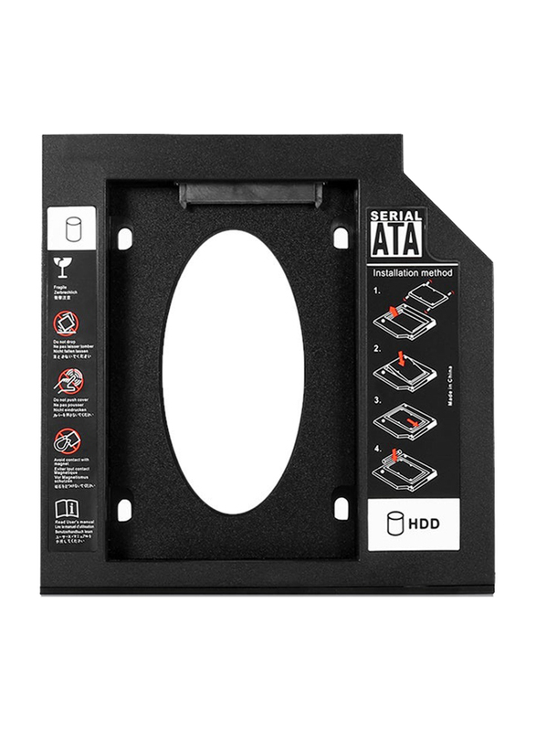 9.5Mm Optical Bay Second Sata Hdd Hard Drive Caddy, Black