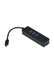 USB Type C HUB with Ethernet Network LAN Adapter, Black