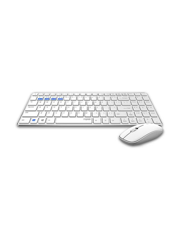 Rapoo 9300M Wireless Arabic/English Keyboard and Mouse Combo, White