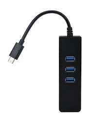 USB Type C HUB with Ethernet Network LAN Adapter, Black