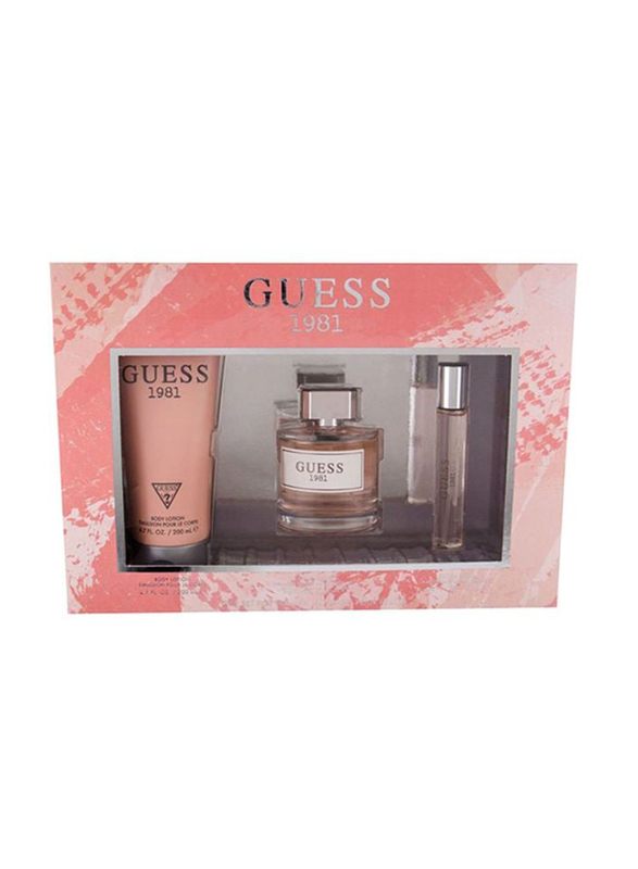 Guess 1981 Gift Set for Women, 100ml EDT, 200ml Body Lotion, 15ml Travel Spray